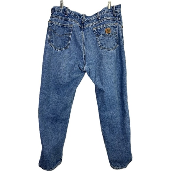 Carhartt Men’s Work Wear Flannel-Lined 5 pocket Blue Jeans - Picture 4 of 13